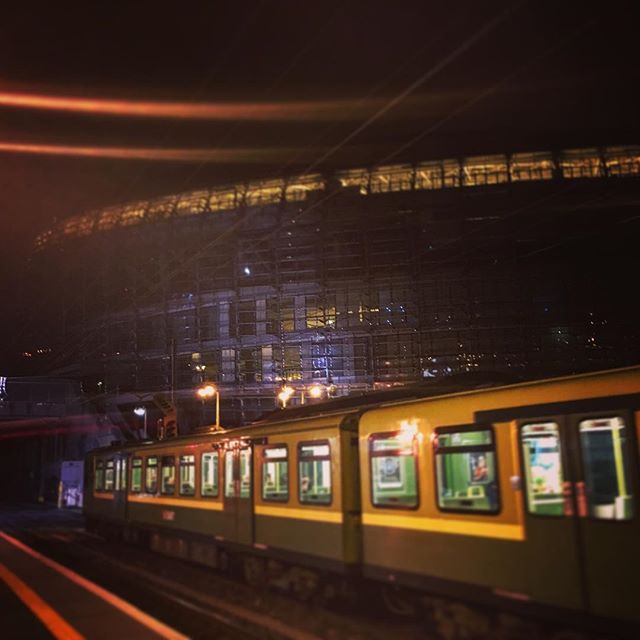 Dorting - stadium looks like a giant spaceship in the background