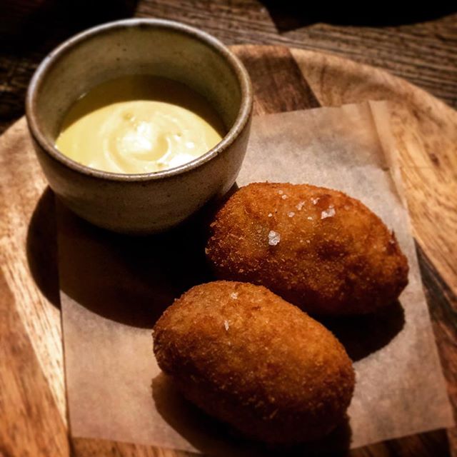 Scotch eggs and hollandaise sauce